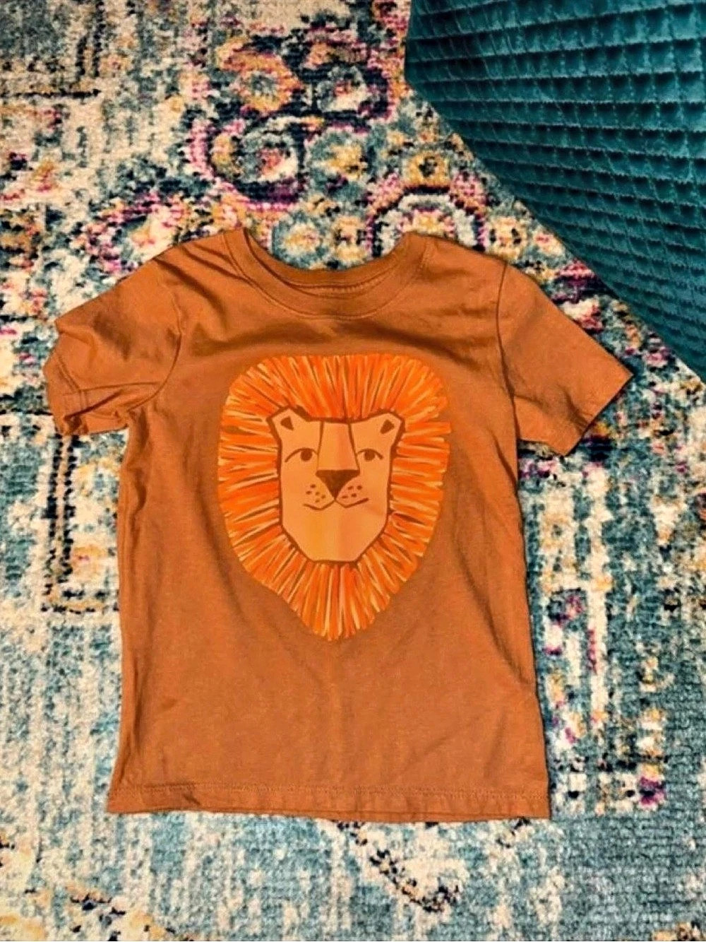 Cat & Jack Boys Orange Lion Graphic Short Sleeve Tee